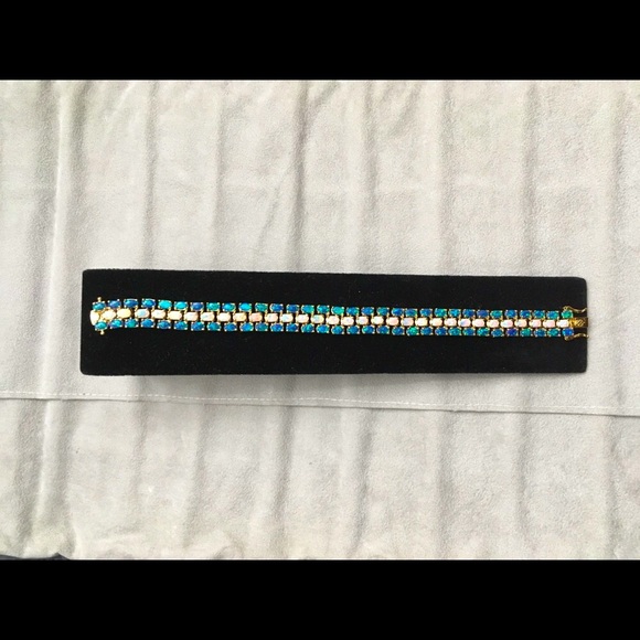 925 Silver GoldPlated White/Blue Opal Bracelet - Picture 1 of 17